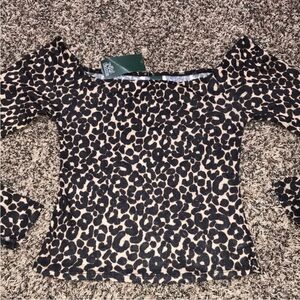 🆕 Wild Fable Sheer Leopard Print Off The Shoulder Long Sleeve Top Sz XXL | NWT